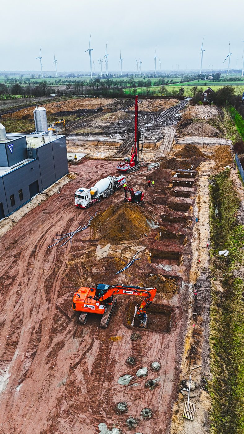Erdarbeiten und Gründung auf der Baustelle der Meierei Viöl